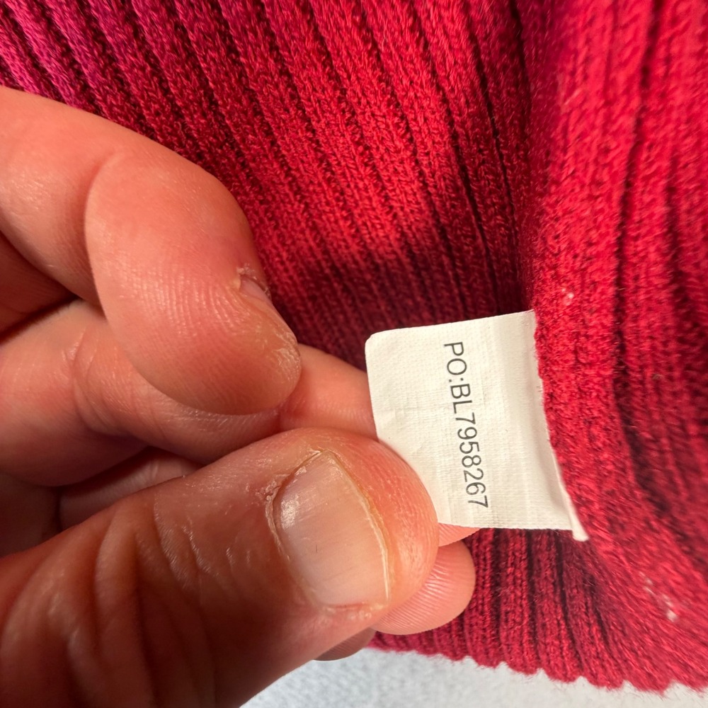 Blair Ribbed Cardigan Sweater Women Large Red Longline Open Front Knit Preppy L - Picture 4 of 9